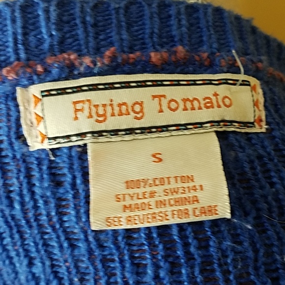 Flying Tomato Small 100%  Cotton Pattern Sweater - Picture 4 of 4